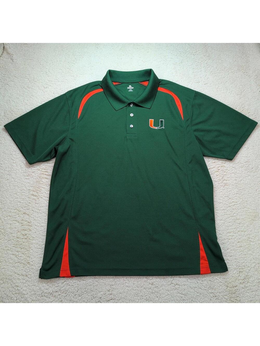 Knights Apparel Miami Hurricanes “The U” Men’s XL Green Polo Shirt